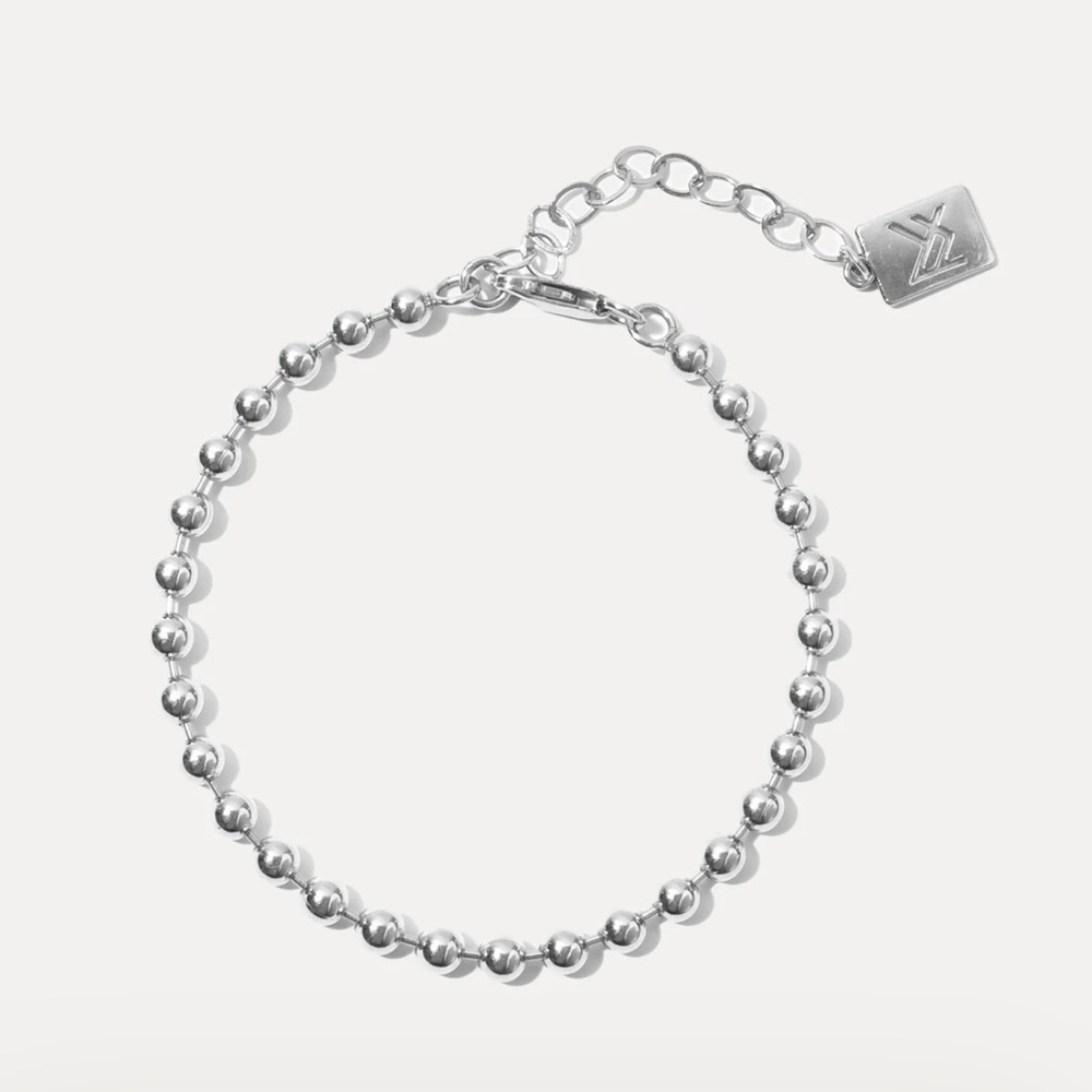 MIRANDA FRYE Fashion Jackson Silver Beaded Adjustable Bracelet Size L